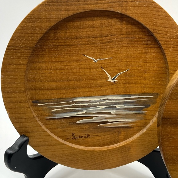 Vintage 1970s R Schmidt seaside hand painted and signed. - Picture 3 of 7